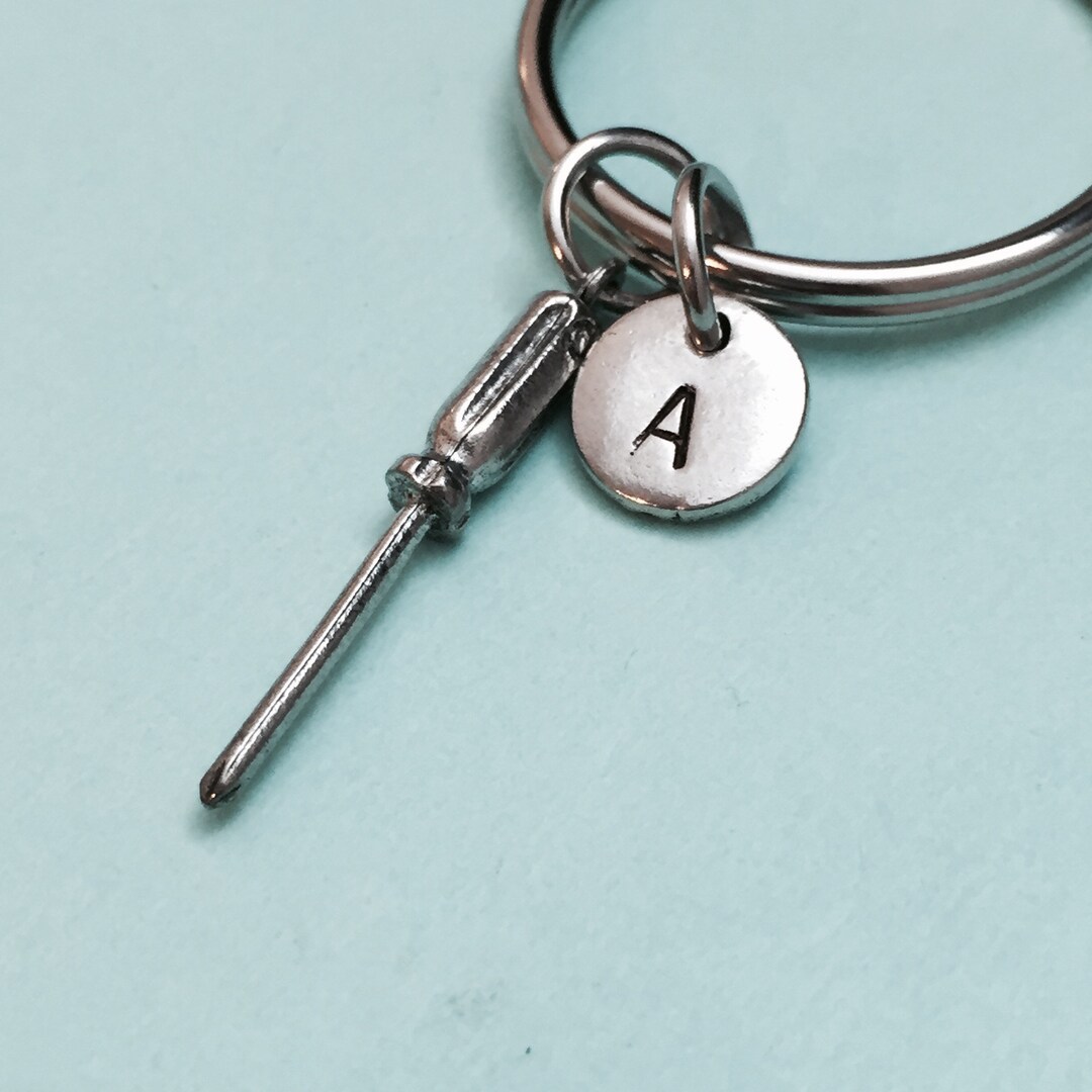 Screwdriver Keychain, Screwdriver Charm, Tool Keychain, Personalized ...