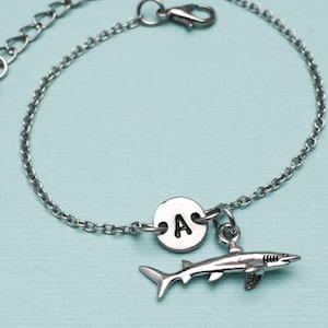 Shark charm bracelet, shark charm, adjustable bracelet, animal, personalized bracelet, initial bracelet, monogram
