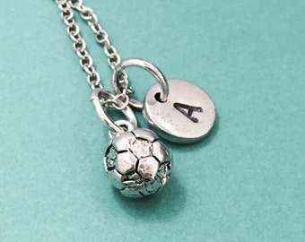 Soccer charm necklace, soccer ball necklace, sports necklace, personalized necklace, initial charm, soccer jewelry