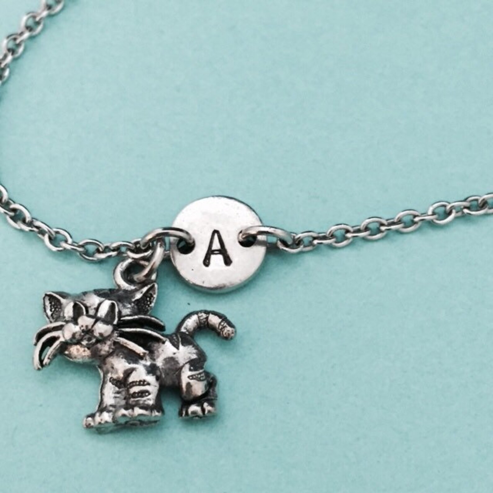 Cat Charm Bracelet Cat Charm Adjustable Bracelet Animal Etsy