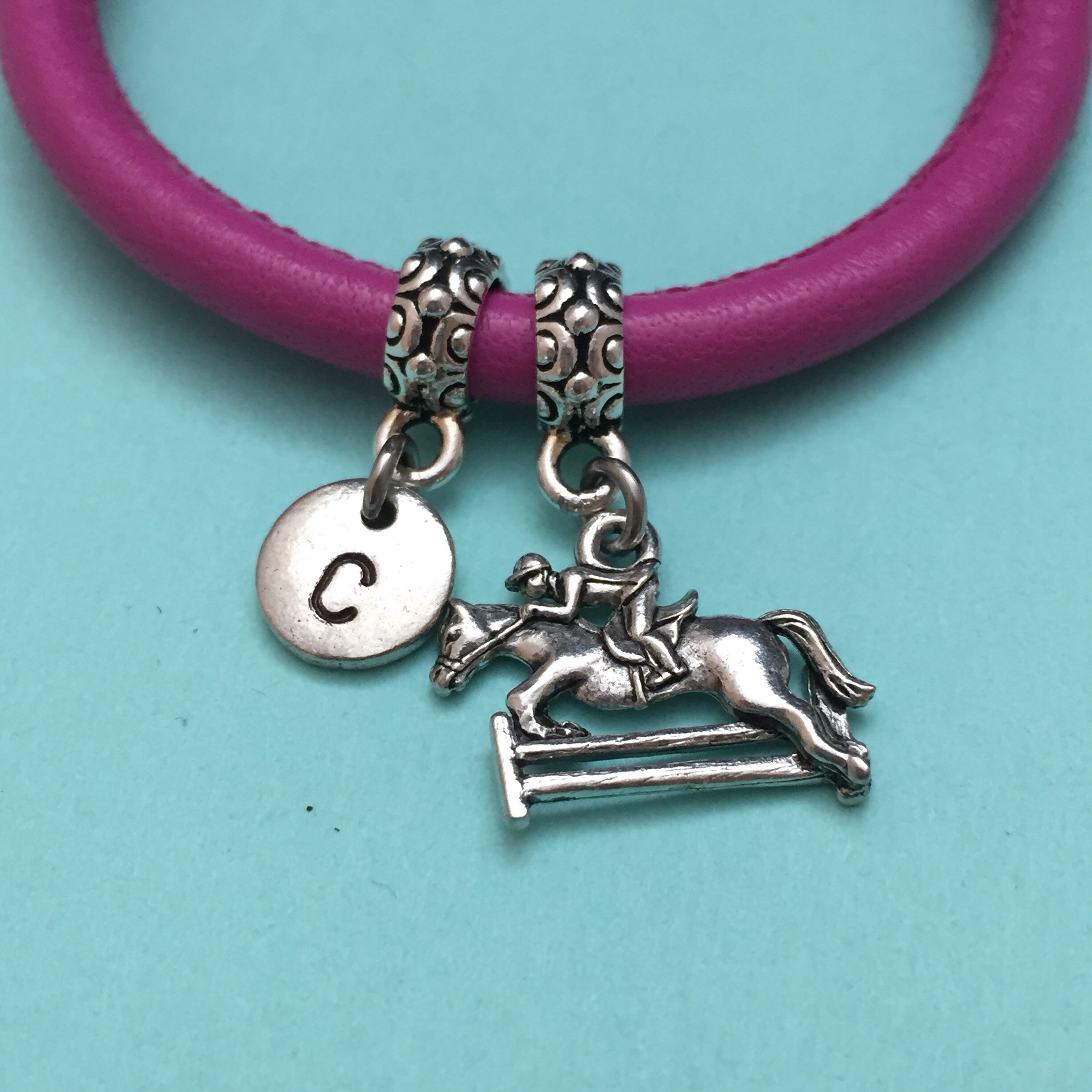 Equestrian leather bracelet equestrian charm bracelet Etsy