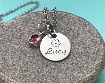 Bridesmaid necklace, flower girl necklace, wedding gift, personalized necklace, wedding jewelry, flower necklace, name necklace, bridal gift