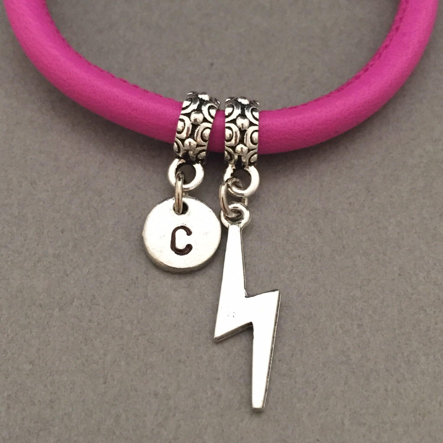 Lightning Bolt Leather Bracelet Lightning Bolt Charm Etsy UK