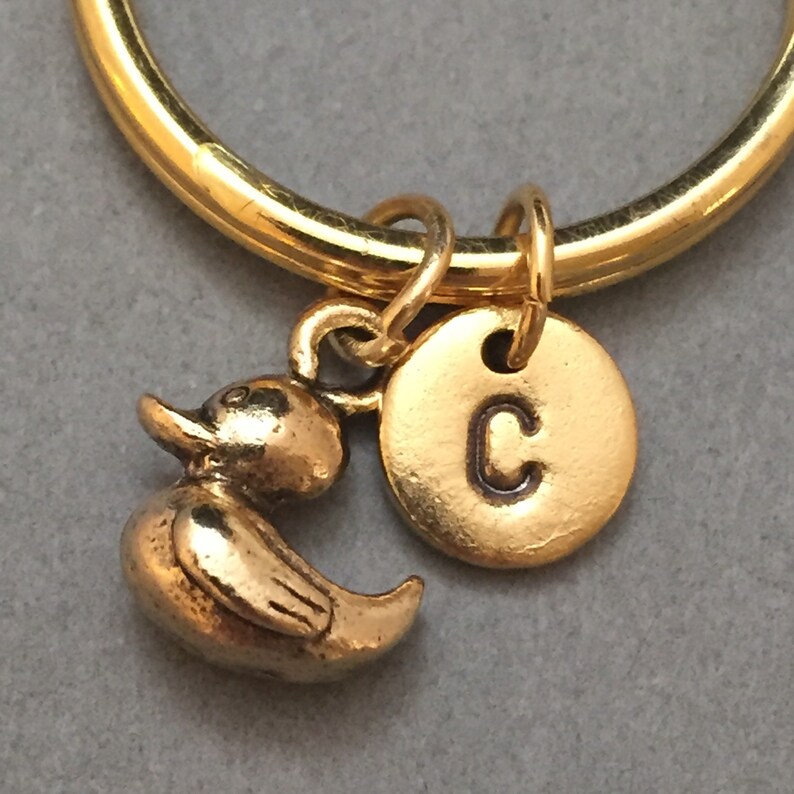 personalized keychain duck charm Duck keychain monogram initial keychain customized keychain duckling animal keychain initial charm