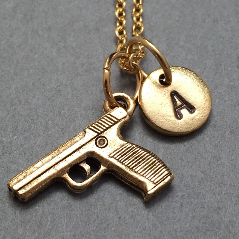 Gun Necklace Gun Charm Weapon Necklace Personalized Etsy