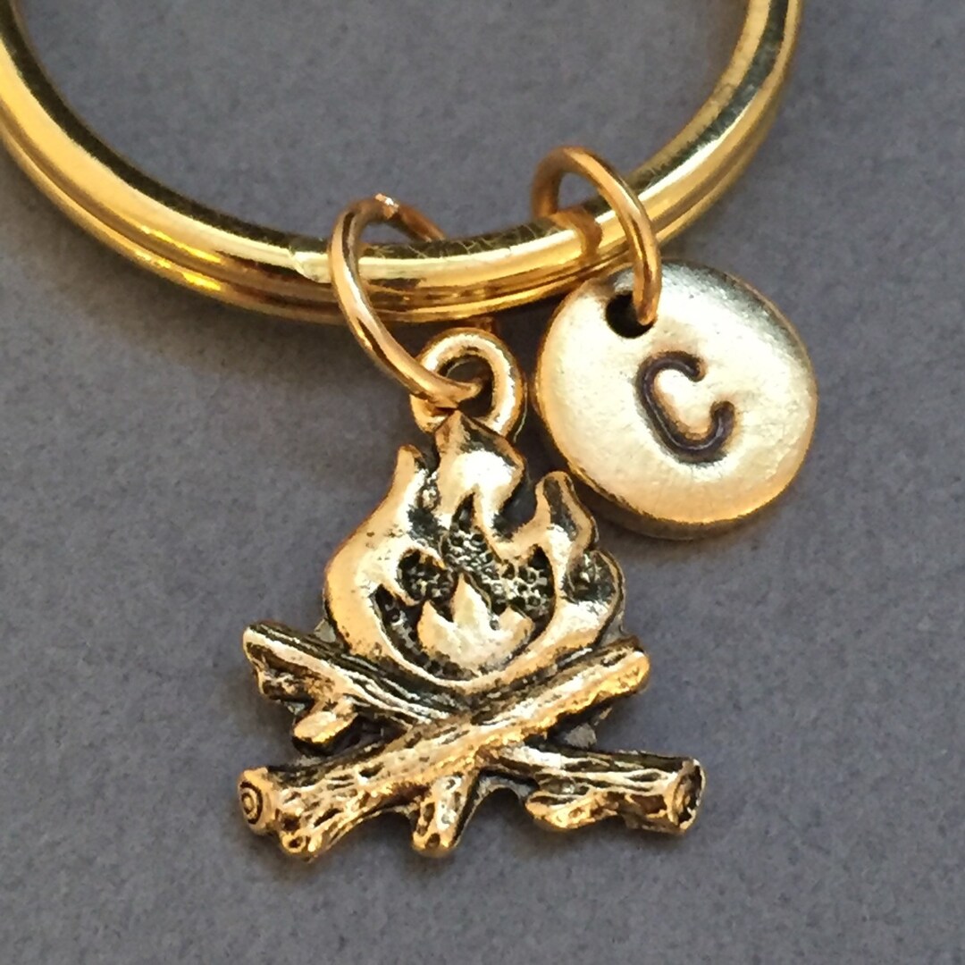 Campfire Keychain, Campfire Charm, Camping Keychain, Personalized ...