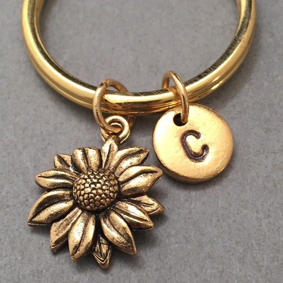 ひまわり プレゼントに大人気！イニシャルキーホルダー 名入れ 誕生日