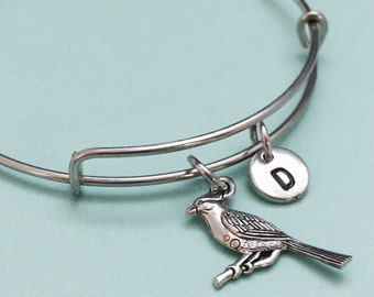 Cardinal bangle, cardinal bracelet, cardinal charm, personalized bracelet, expandable bangle, charm bangle, initial bracelet, monogram