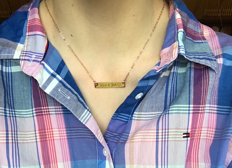 Bar necklace personalized bar necklace engraved bar Etsy