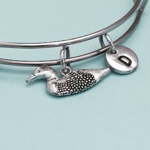 Duck bangle, duck charm bracelet, expandable bangle, charm bangle, personalized bracelet, initial bracelet, monogram