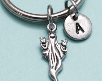 Ghost keychain, ghost charm, halloween keychain, personalized keychain, initial keychain, initial charm, customized, monogram