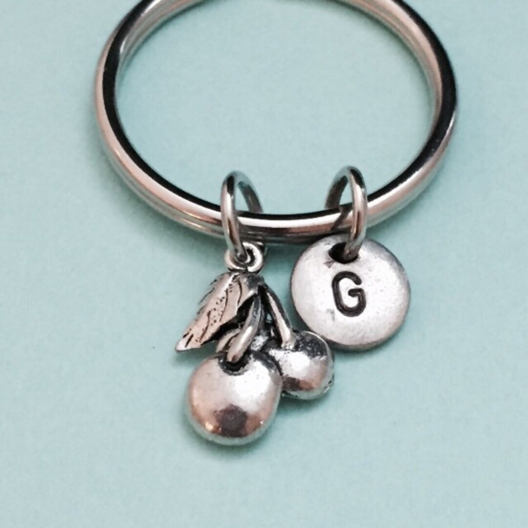 Cherries Keychain, Cherries Charm, Food Keychain, Personalized Keychain