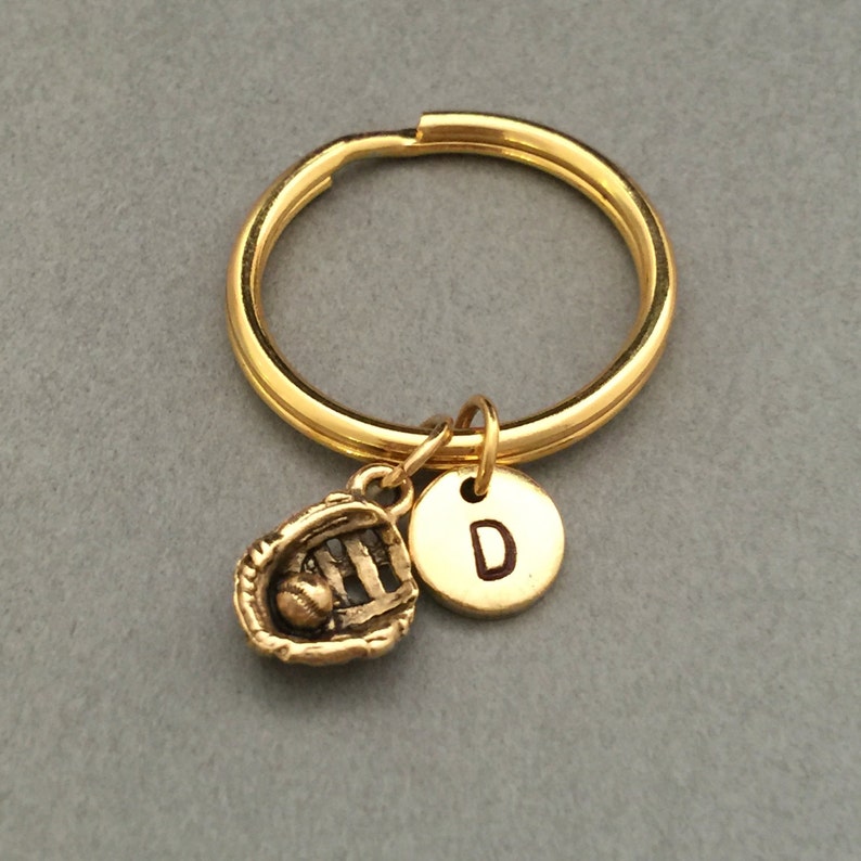 monogram initial keychain baseball glove charm sports keychain personalized keychain Baseball glove keychain initial charm