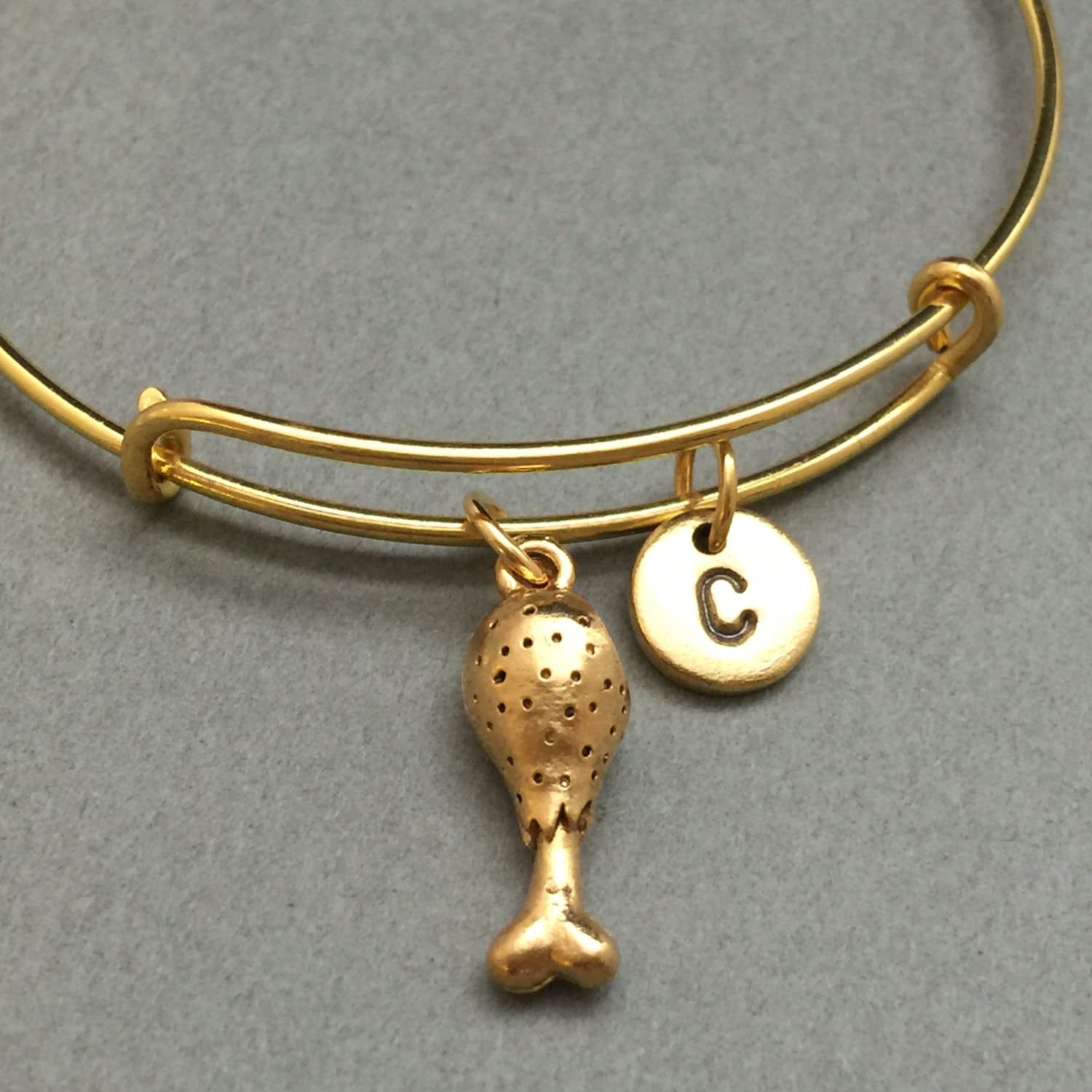 Turkey leg bangle, turkey leg charm bracelet, expandable bangle, charm