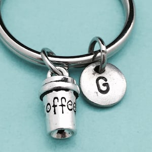 Coffee cup keychain, coffee cup charm, coffee keychain, personalized keychain, initial keychain, customized keychain, monogram