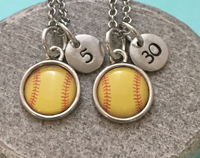 Best friend necklace, softball necklace, sports necklace, bff necklace, sister, friendship jewelry, personalized necklace, initial, monogram
