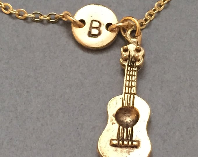 Guitar charm bracelet, guitar charm, adjustable bracelet, musical instrument, personalized bracelet, initial bracelet, monogram