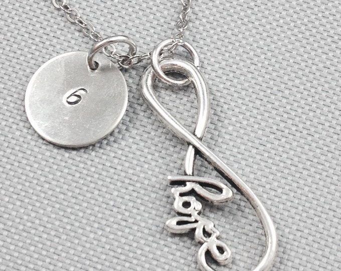 Infinity hope necklace, initial charm necklace, infinity charm necklace, hope necklace, gift for friend, inspirational necklace