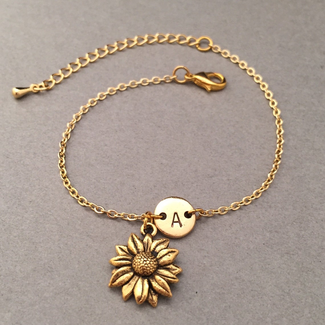 Sunflower Charm Bracelet Sunflower Charm Adjustable Etsy