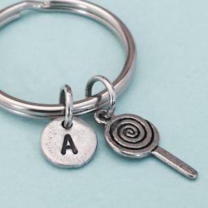 Lollipop keychain, lollipop charm, candy keychain, candy charm, personalized keychain, initial keychain, customized, monogram