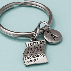 KEYCHAIN bilet loterii, urok kupon loterii, brelok na loterii, spersonalizowany pęk kluczy, początkowy pęk kluczy, początkowy urok, dostosowane, monogra