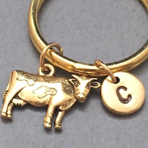 Cow keychain, cow charm, farm animal keychain, personalized keychain, initial keychain, initial charm, customized keychain, monogram, animal