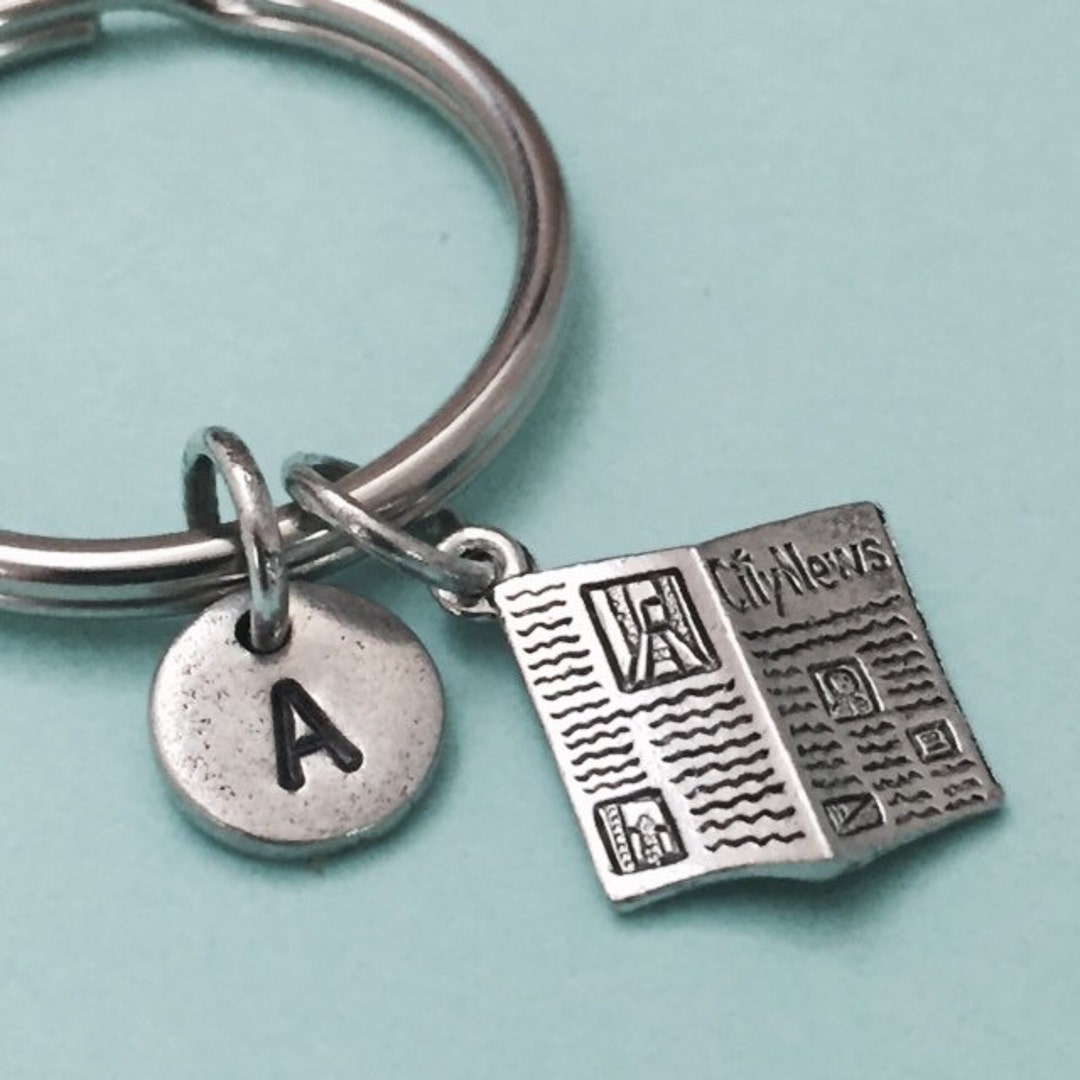 Newspaper Keychain, Newspaper Charm, News Keychain, News Charm