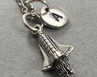 Rocketship necklace, spaceship necklace, rocket necklace, personalized necklace, rocketship jewelry, gift for her