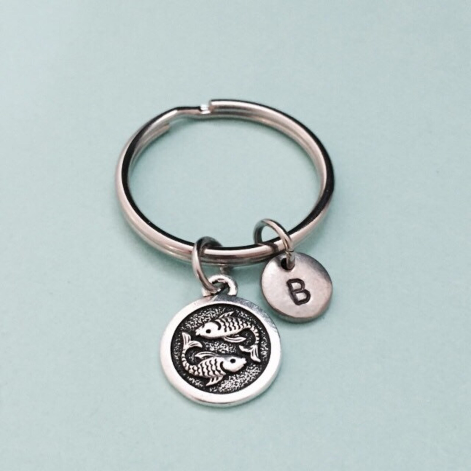 Pisces Keychain Pisces Charm Horoscope Keychain Etsy
