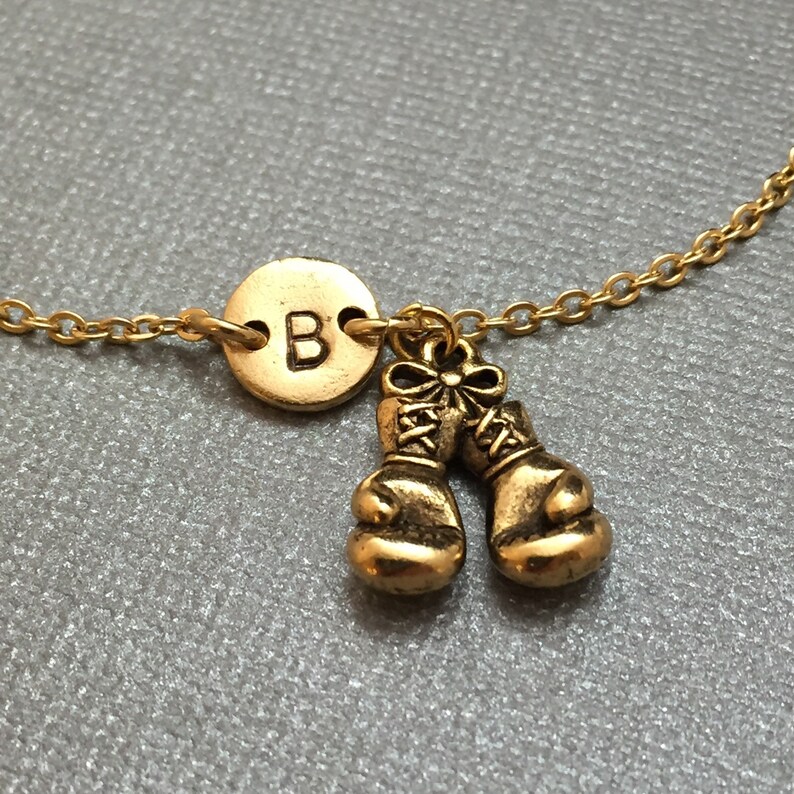 monogram adjustable bracelet sports boxing gloves charm Boxing gloves charm bracelet personalized bracelet initial bracelet