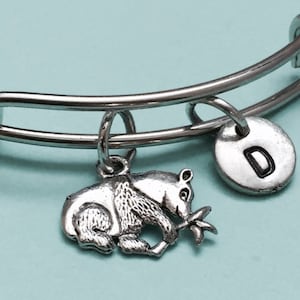 Panda bear bangle, panda bear charm bracelet, expandable bangle, charm bangle, personalized bracelet, initial bracelet, monogram
