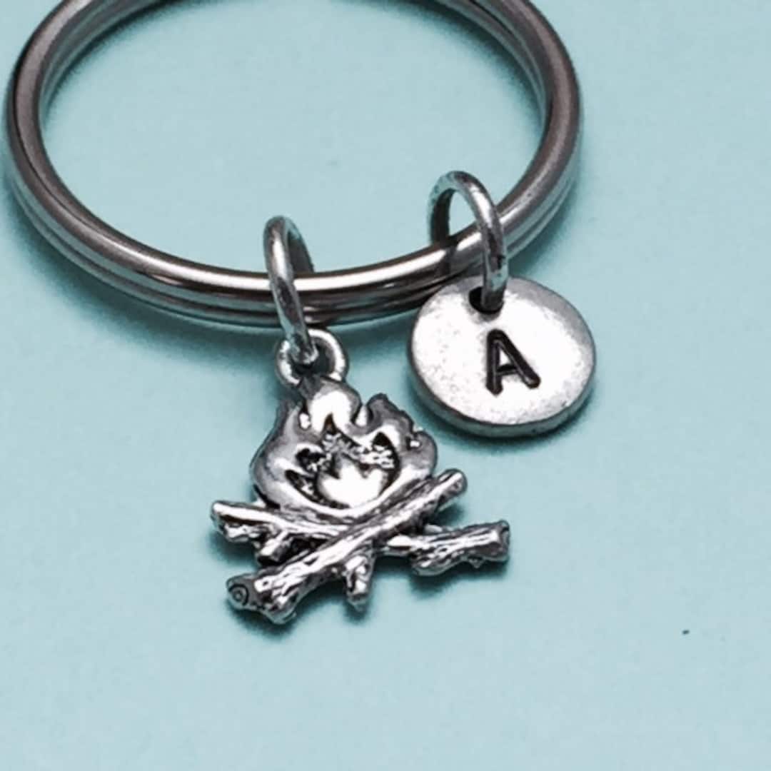 Campfire Keychain, Campfire Charm, Camping Keychain, Personalized ...