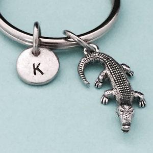 Crocodile keychain, alligator keychain, animal keychain, animal charm, personalized keychain, initial keychain, monogram