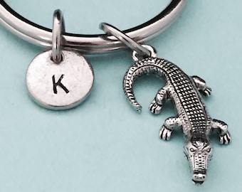 Crocodile keychain, alligator keychain, animal keychain, animal charm, personalized keychain, initial keychain, monogram