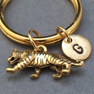 Tiger keychain, tiger charm, animal keychain, personalized keychain, initial keychain, initial charm, customized, monogram
