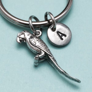 Parrot keychain, parrot charm, animal keychain, personalized keychain, initial keychain, initial charm, customized, monogram