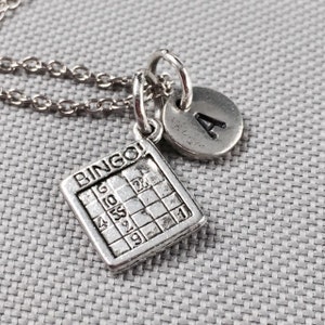 Bingo collar de encanto, encanto de la tarjeta del bingo, personalizar collar, collar de la abuela, mamá collar, encanto inicial, Monograma