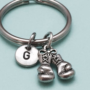 Boxing gloves keychain, boxing gloves charm, sports keychain, personalized keychain, initial keychain, initial charm, customized, monogram