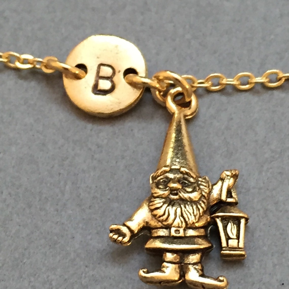 Gnome Charm Bracelet Gnome Charm Adjustable Bracelet Etsy