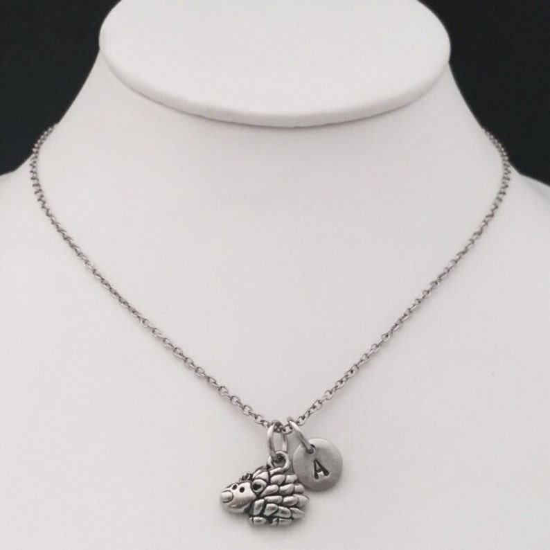monogram sister Best friend necklace initial bff necklace personalized friendship jewelry hedgehog necklace animal necklace