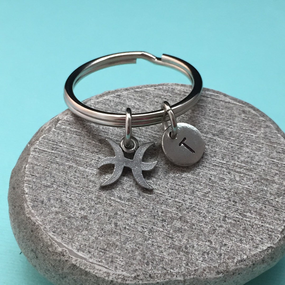 Pisces Keychain Pisces Charm Zodiac Keychain Personalized Etsy