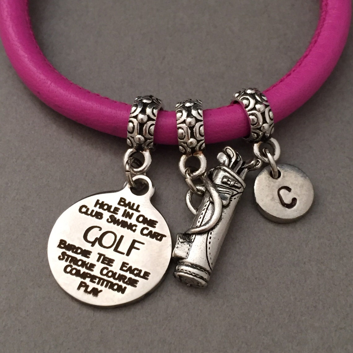 Golf Leather Bracelet Golf Charm Bracelet Leather Bangle Etsy UK