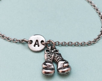 Boxing glove charm bracelet, boxing glove charm, adjustable bracelet, personalized bracelet, initial bracelet, monogram, sports bracelet