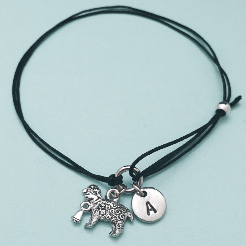 Sheep cord bracelet personalized bracelet charm bracelet monogram sheep charm bracelet initial adjustable bracelet