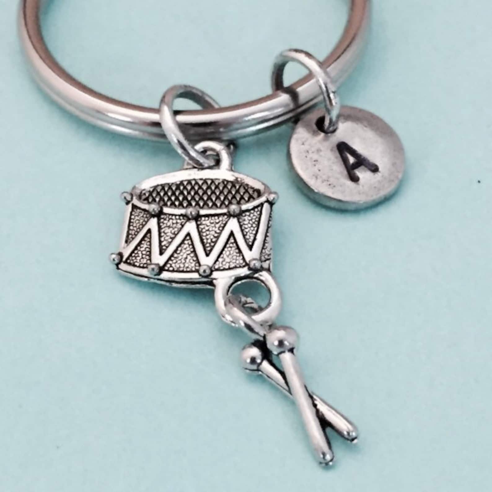 Drum Keychain Drum Charm Music Keychain Personalized Etsy