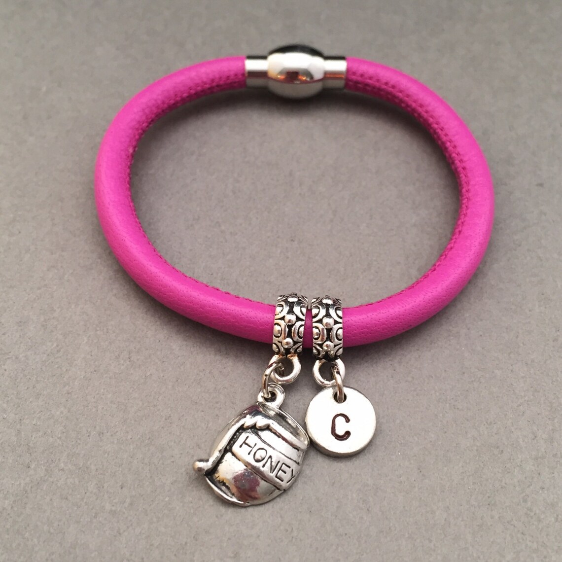 Honey jar leather bracelet honey jar charm bracelet leather Etsy