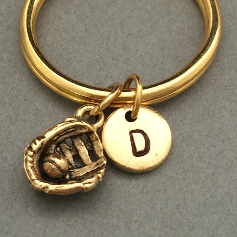 monogram initial keychain baseball glove charm sports keychain personalized keychain Baseball glove keychain initial charm