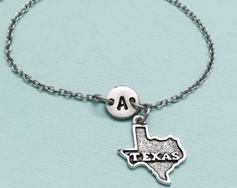 Texas charm bracelet, Texas charm, adjustable bracelet, state, personalized bracelet, initial bracelet, monogram