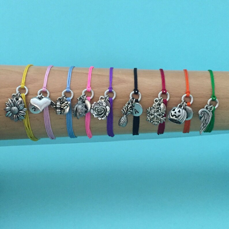 Sheep cord bracelet personalized bracelet charm bracelet monogram sheep charm bracelet initial adjustable bracelet