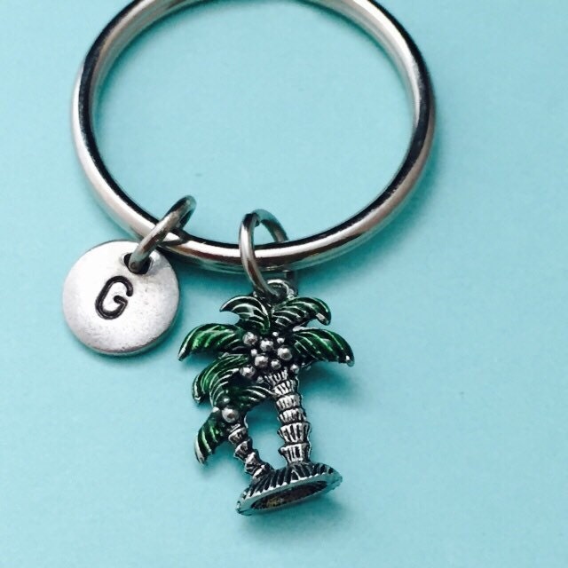 Aqua79 Sparkling Island Palm Tree Key Chain Charm - Silver 3D Rhinestone  Keychain for Women and Men, Metal Alloy Crystal Bling Key Ring Holder with